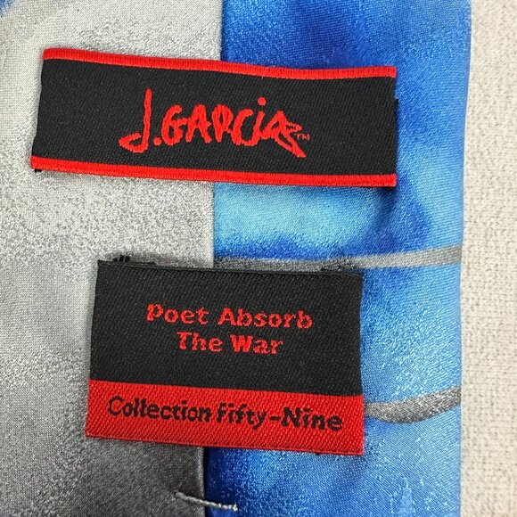 J Garcia Abstract Blue Gray Silk Tie Collection Fifty Nine Poet Absorb The War - Picture 5 of 5